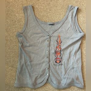Harley-Davidson Gray Tank with Red Flame Design
